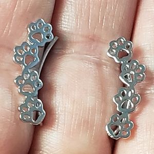 925 Sterling Silver Dog Cat Paw Prints Climbers